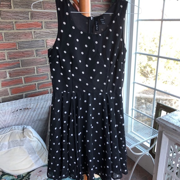 Polka Dot Fit & Flare Dress Size Large Fun & Flirt Lined - Picture 2 of 5